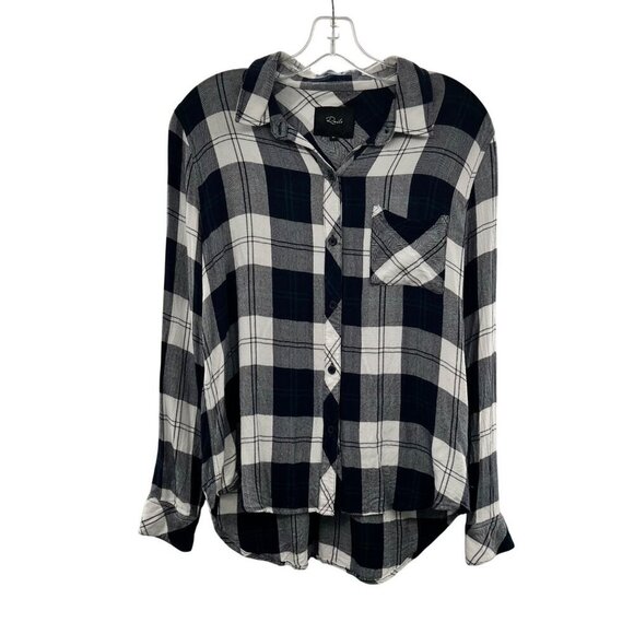 Rails Women's Long Sleeve Button Up Plaid Shirt Navy/White Size Medium - Picture 1 of 9